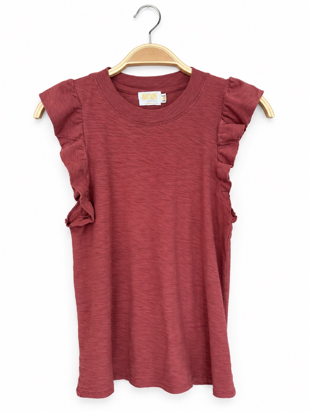 Nation LTD Paulette Tank Rusted Rose Pima Cotton Ruffle Top XS